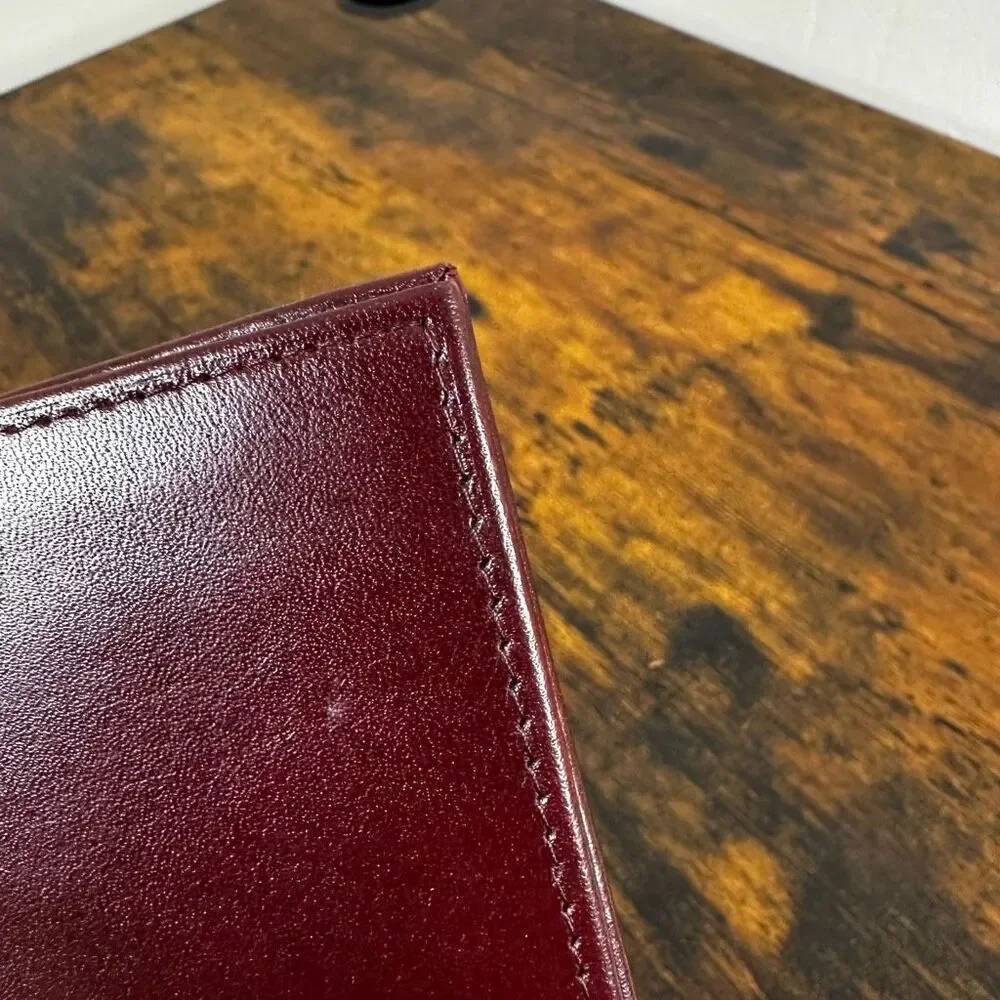 Cartier Vintage Bordeaux Leather‎ Long Bifold Vertical Wallet